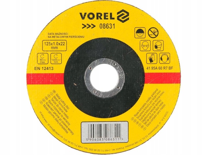 Tarcza-125mm-x-1-0-x-22mm-YATO-VOREL-dysk-do-ciecia-metalu-i-stali-kpl-5szt-Kod-producenta-T24-0332